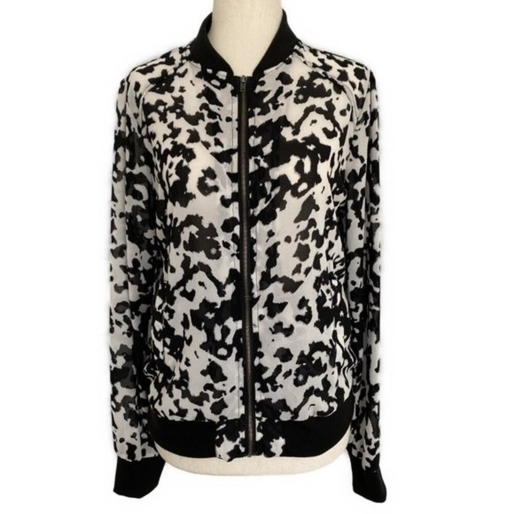 Bongo Zebra Animal Print Moto Biker Bomber Vintage Lightweight Jacket Size L